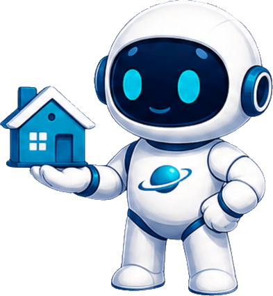 OneOrbit mascot holding a house